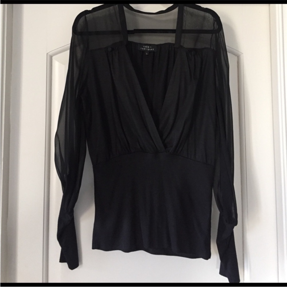 Robert Rodriguez Black Blouse. Size Large